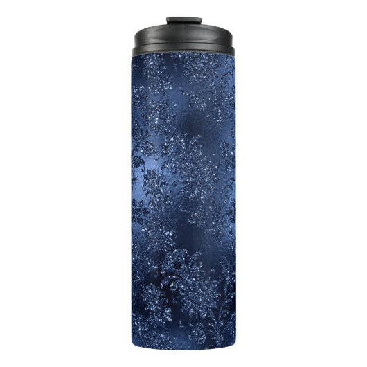 Navy Blue Glitter Mermaid Pattern Thermosbeker (Voorkant)
