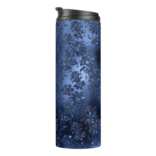 Navy Blue Glitter Mermaid Pattern Thermosbeker (Geroteerd rechts)