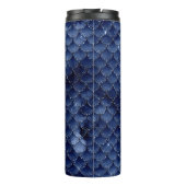 Navy Blue Glitter Mermaid Scale Patroon Thermosbeker (Achterkant)