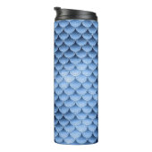Navy Blue Glitter Mermaid Scale Patroon Thermosbeker (Geroteerd rechts)