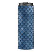 Navy Blue Glitter Mermaid Scale Patroon Thermosbeker (Achterkant)