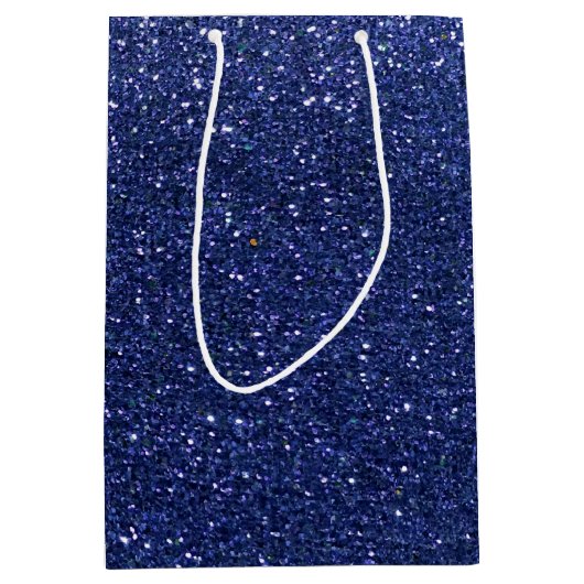 Navy Blue Glitter ombre Sparkles Glam Bat Mitzvah Medium Cadeauzakje (Voorkant)