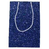Navy Blue Glitter ombre Sparkles Glam Bat Mitzvah Medium Cadeauzakje (Achterkant)