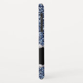 Navy Blue Glitter & Pareltjes met naam en monogram Case-Mate iPhone Case (Achterkant/links)