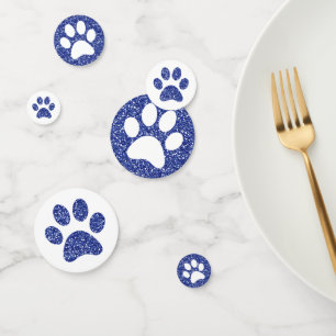 Navy Blue Glitter Paw Print Animal Paw Tracks Confetti