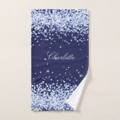 Navy blue glitter-stofnaam bad handdoek (Handdoek)