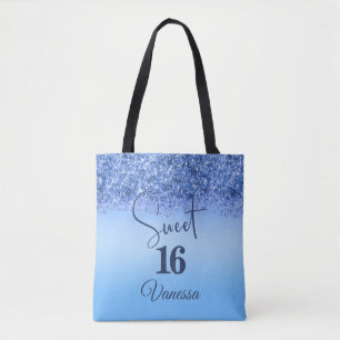 Navy Blue Glitter Sweet 16 Birthday Girly Sparkle Draagtas