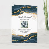 Navy Blue Gold Abstract Ink QR Code Wedding (Achterkant)