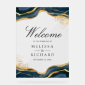 Navy Blue Gold Abstract Ink Wedding Welcome (Recto)
