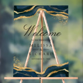 Navy Blue Gold Abstract Ink Wedding Welcome (Neutre)