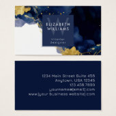 Navy Blue Gold Abstract Monogram Business Card (Devant & derrière)