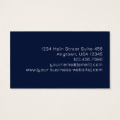 Navy Blue Gold Abstract Monogram Business Card (Dos)