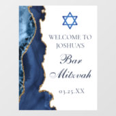 Navy Blue Gold Agate Bar Mitzvah Welkomstwoord Raamsticker (Vel)