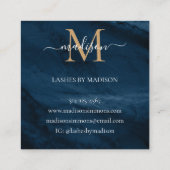 Navy Blue Gold Agate Geode Monogram Elegant Script Vierkante Visitekaartje (Achterkant)