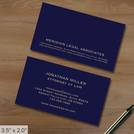 Navy Blue Gold Attorney Visitekaartje