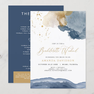 Navy Blue Gold Bachelorette Weekend met reisroute Kaart