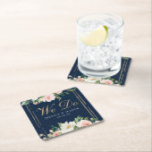 Navy Blue Gold Blush bruiloft Onderzetters (Insitu)