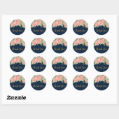 Navy Blue Gold Blush Floral bedankt Ronde Sticker (Vel)