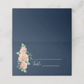 Navy Blue Gold Blush Floral bruiloft (Buitenkant ongevouwen)