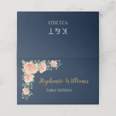 Navy Blue Gold Blush Floral Wedding (Buitenkant ongevouwen)