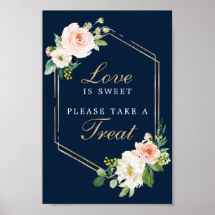 Navy Blue Gold Blush Love Is Sweet Favors Bord Poster