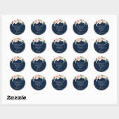 Navy Blue Gold Blush Shower Favor Sticker (Vel)