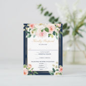 Navy Blue Gold Blush Wedding RSVP Briefkaart (Staand voorkant)
