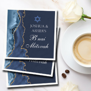 Navy Blue Gold B'nai Mitzvah Elegant Party Servet