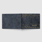 Navy Blue Gold Bokeh Wedding Gastenboek (Volledig)