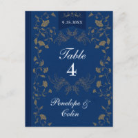 Navy Blue Gold Book Hoesje Trouwtafel Nummer