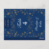 Navy Blue Gold Book Hoesje Trouwtafel Nummer Briefkaart (Achterkant)