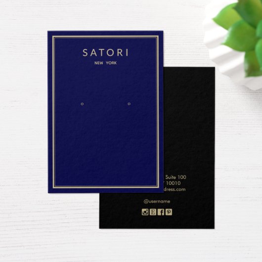 Navy Blue Gold Border die juwelier display verkrij Visitekaartje (Bureau)