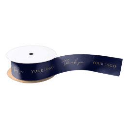 Navy Blue & Gold Business Logo Bedankt Verpakking Lint