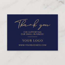 Navy Blue & Gold Business Logo Packaging Bedankt Visitekaartje