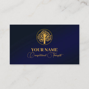 Navy Blue Gold Business Therapist Business Car Visitekaartje