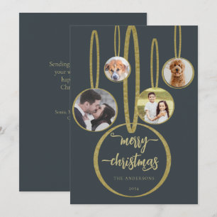 Navy Blue Gold Calligraphy Family Feestdagenkaart