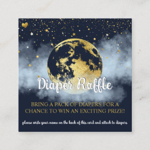 Navy Blue Gold Celestial Baby shower Luier Raffle Informatiekaartje