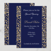 Navy Blue Gold Chic Corporate Invitation Kaart (Voorkant / Achterkant)