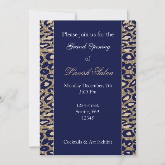 Navy Blue Gold Chic Corporate Party Invitation (Devant)