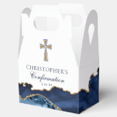 Navy Blue Gold Christian Cross Confirmation Party Bedankdoosjes (Geopend)