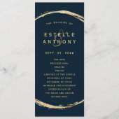 Navy Blue Gold Circle Lijst Ampersand bruiloft Programma (Voorkant)