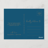 Navy Blue Gold Classic Dank u Briefkaart (Achterkant)