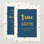 Navy Blue Gold Confetti Vow Renewal Invitation Kaart (Voorkant / Achterkant)