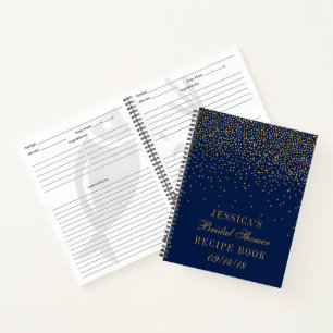 Navy Blue & Gold Confetti Vrijgezellenfeest Recept Notitieboek