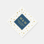 Navy Blue Gold Confetti Wedding Monogram Servetten (Hoek)