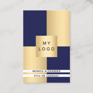 Navy blue gold corporate logo QR code Visitekaartje