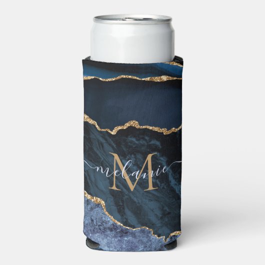 Navy Blue Gold Custom Letter Naam Koelbox (Seltzer Voorkant)