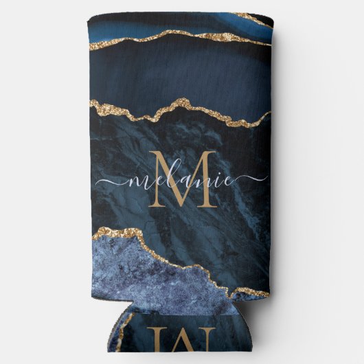 Navy Blue Gold Custom Letter Naam Koelbox (Achterkant)