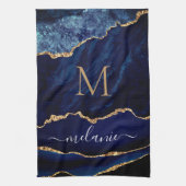 Navy Blue Gold Custom Letter Nom Cuisine Serviette (Vertical)