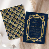 Navy Blue Gold  Deco Lijst Wedding 1920 Kaart